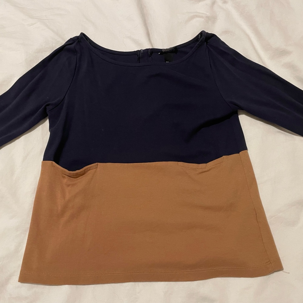 H&M color block 3/4 length shirt small